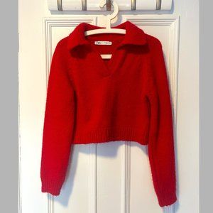 Cropped Red ZARA Sweater